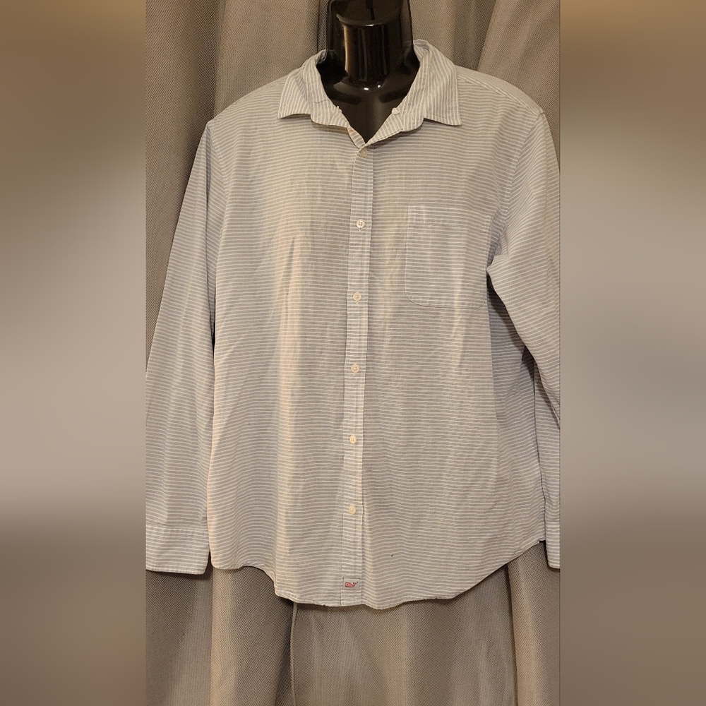 Vineyard Vines Men's Gray Pinstripe Button-Down Shirt